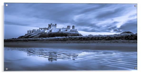 Bamburgh Castle in Blue Acrylic by Naylor's Photography