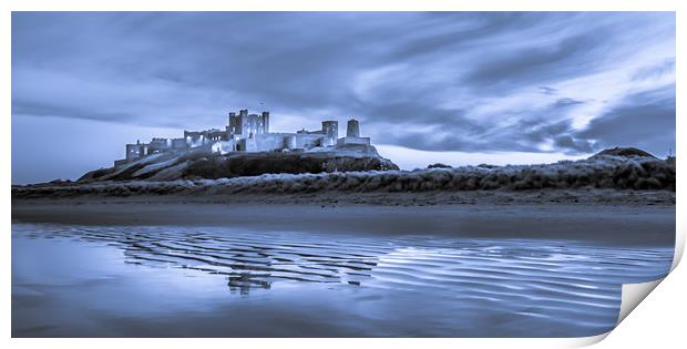Bamburgh Castle in Blue Print by Naylor's Photography