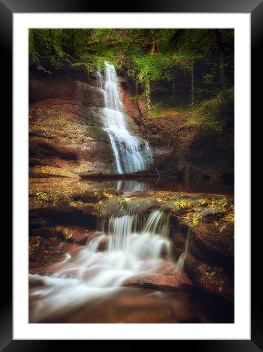 Pwll y Wrach Waterfalls Framed Mounted Print by Leighton Collins