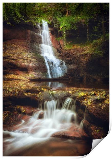 Pwll y Wrach Waterfalls Print by Leighton Collins