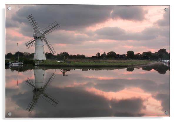 Thurne Windpump Reflection Acrylic by Mark Hawkes