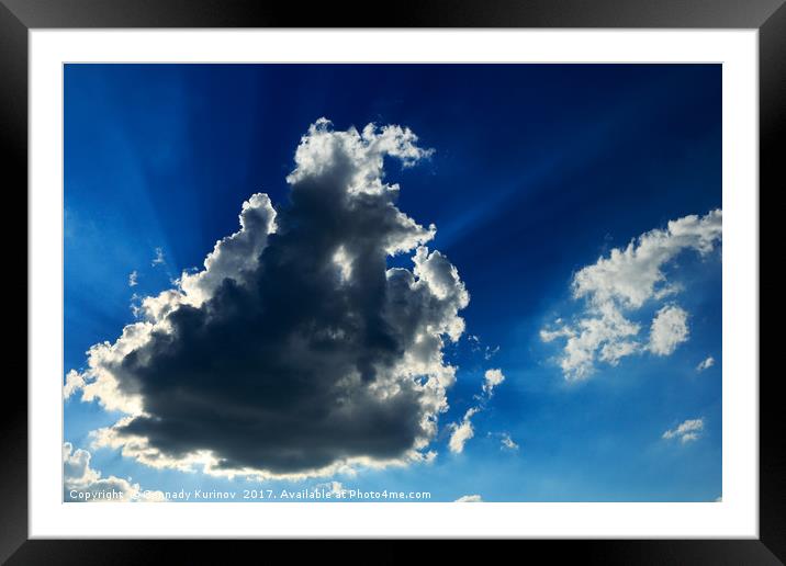 sunbeams and clouds Framed Mounted Print by Gennady Kurinov