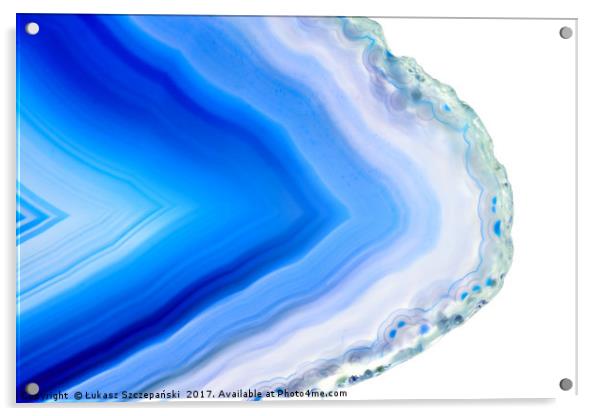 Super macro of blue agate mineral Acrylic by Łukasz Szczepański