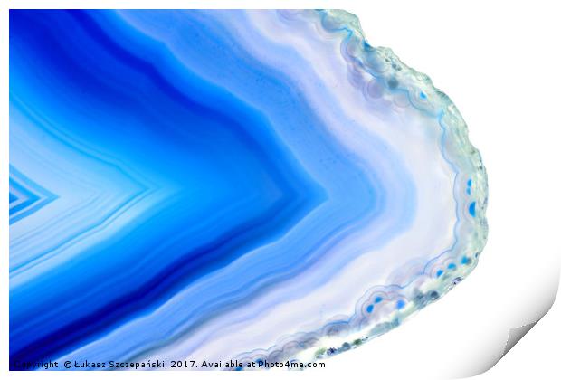 Super macro of blue agate mineral Print by Łukasz Szczepański