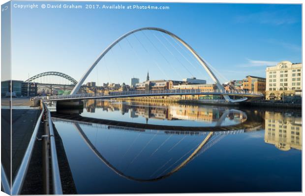 Gateshead Millennium Bridge - Reflection Canvas Print by David Graham