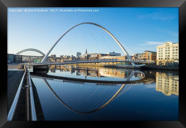 Gateshead Millennium Bridge - Reflection Framed Print by David Graham