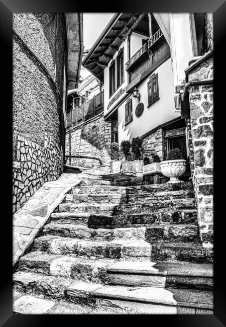 Twisting steps and backstreets, Veliko Tarnovo  Framed Print by Steve Whitham