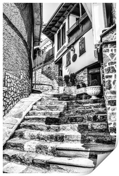 Twisting steps and backstreets, Veliko Tarnovo  Print by Steve Whitham
