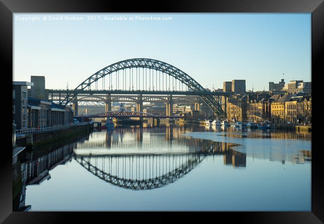 Tyne Bridge reflections Framed Print by David Graham