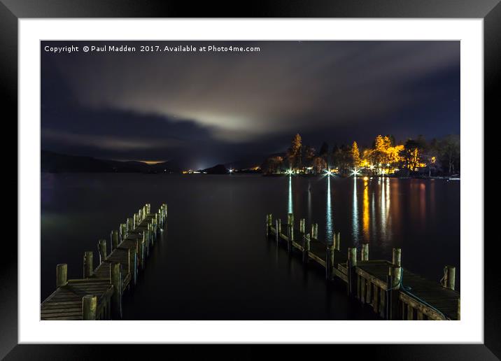 Lake Windermere at night Framed Mounted Print by Paul Madden