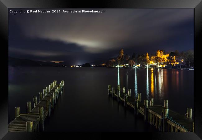 Lake Windermere at night Framed Print by Paul Madden