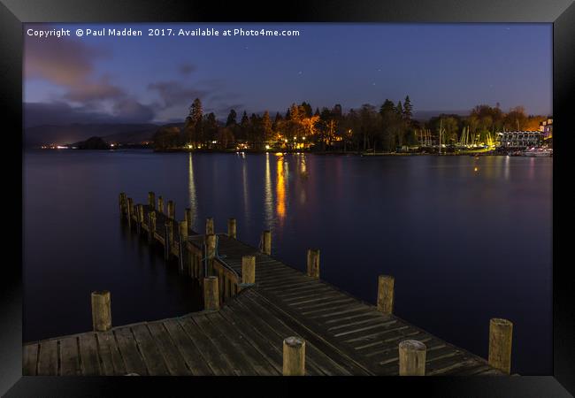 Windermere at night Framed Print by Paul Madden