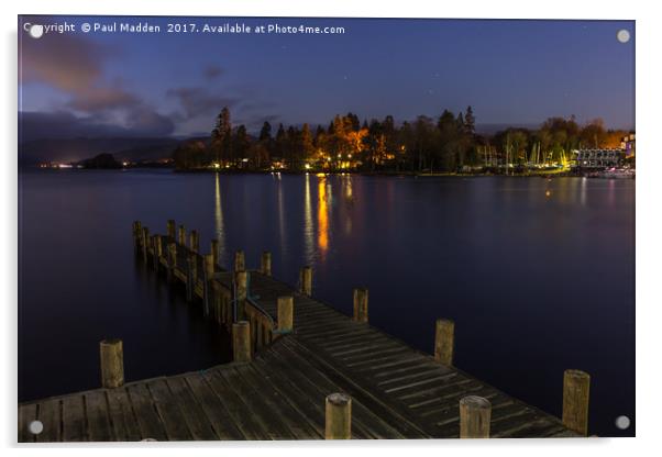 Windermere at night Acrylic by Paul Madden