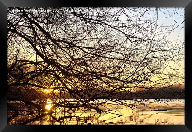 Winter Sunset Framed Print by Simon Annable