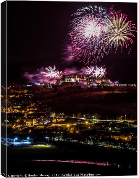 Stirling Castle Fireworks Canvas Print by Gordon Murray