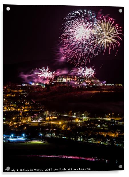 Stirling Castle Fireworks Acrylic by Gordon Murray
