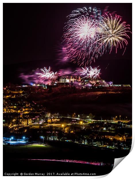 Stirling Castle Fireworks Print by Gordon Murray