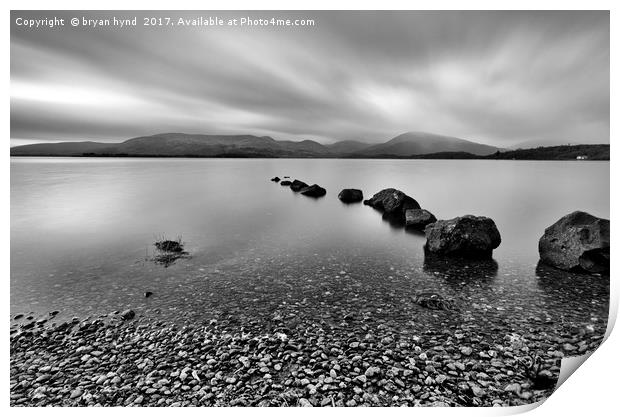 Loch Lomond Black & White Print by bryan hynd