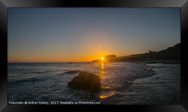 Radiant Sunrise over Marsden Bay Framed Print by andrew blakey