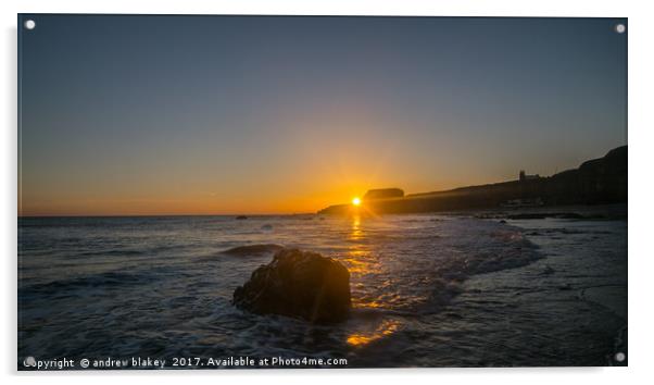 Radiant Sunrise over Marsden Bay Acrylic by andrew blakey