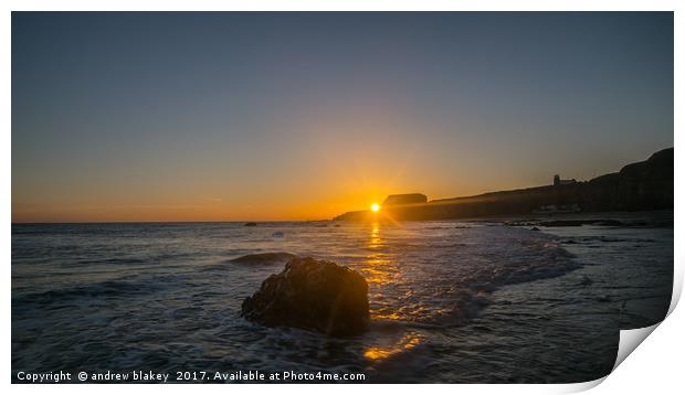Radiant Sunrise over Marsden Bay Print by andrew blakey