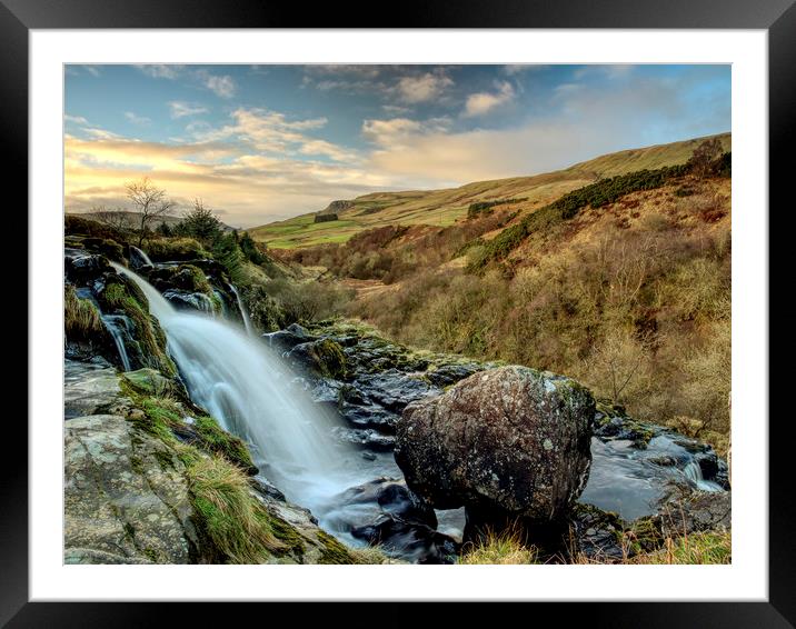Loup of Fintry waterfall in Central Scotland. Framed Mounted Print by Tommy Dickson