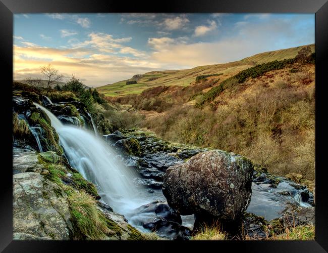 Loup of Fintry waterfall in Central Scotland. Framed Print by Tommy Dickson