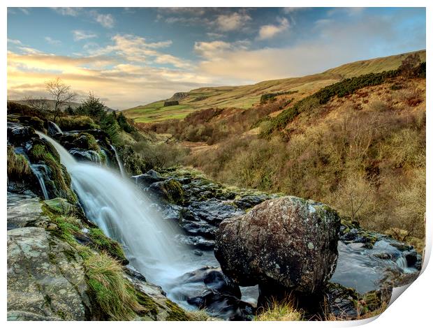 Loup of Fintry waterfall in Central Scotland. Print by Tommy Dickson