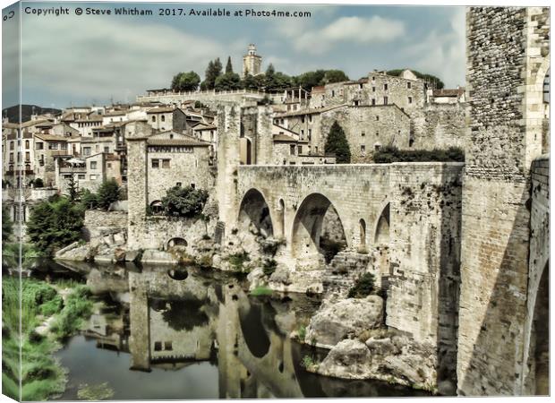 Catalan town of Besalu Canvas Print by Steve Whitham