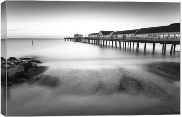 Southwold Pier Monochrome Canvas Print by Mark Hawkes