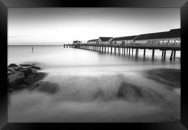 Southwold Pier Monochrome Framed Print by Mark Hawkes