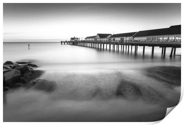 Southwold Pier Monochrome Print by Mark Hawkes