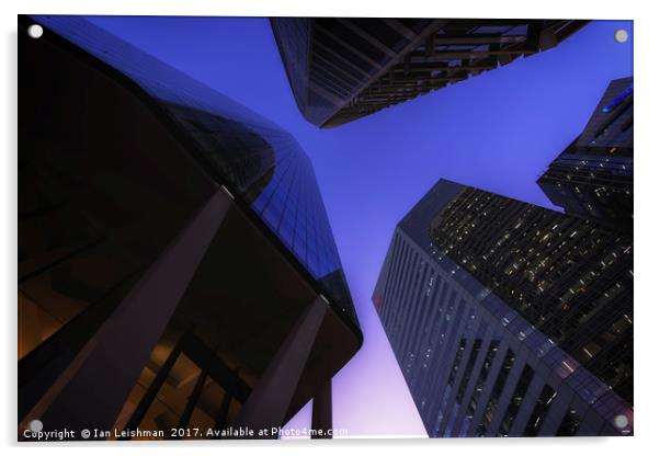 Brisbane City Looking Up Acrylic by Ian Leishman
