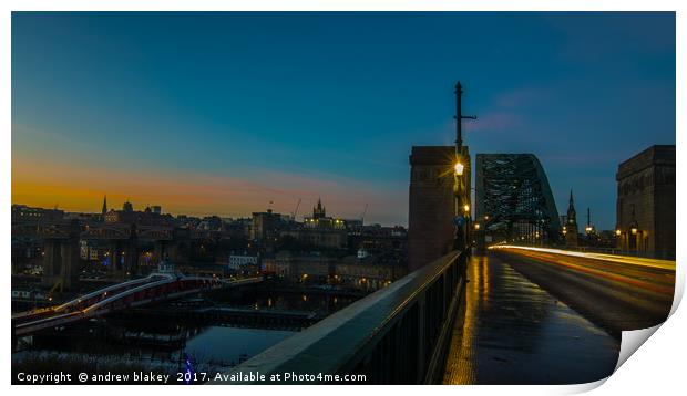 Majestic Sunset View over the Tyne River Print by andrew blakey