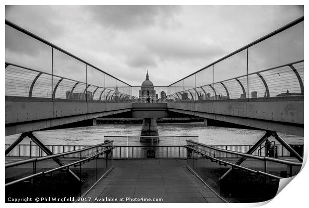 St Pauls & Millennium Bridge Print by Phil Wingfield