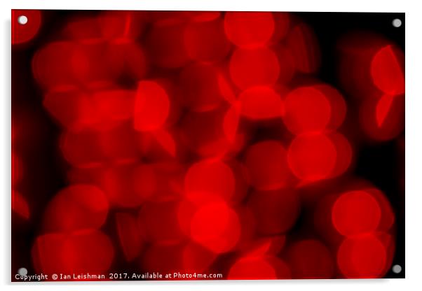 Red Circles of Bokeh on Black Acrylic by Ian Leishman