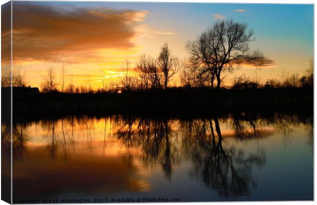 Sunset at the Pond Canvas Print by Rob Washington