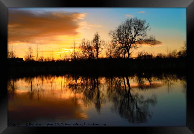Sunset at the Pond Framed Print by Rob Washington