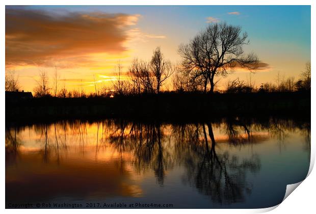 Sunset at the Pond Print by Rob Washington