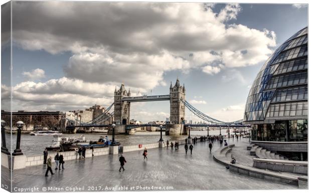 Tower Bridge, City Hall and Southbank Canvas Print by Milton Cogheil