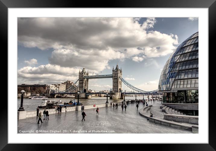 Tower Bridge, City Hall and Southbank Framed Mounted Print by Milton Cogheil