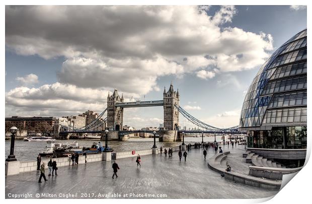 Tower Bridge, City Hall and Southbank Print by Milton Cogheil