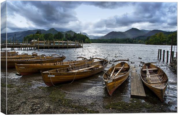Derwentwater Boats at Lakeside Canvas Print by Jacqi Elmslie