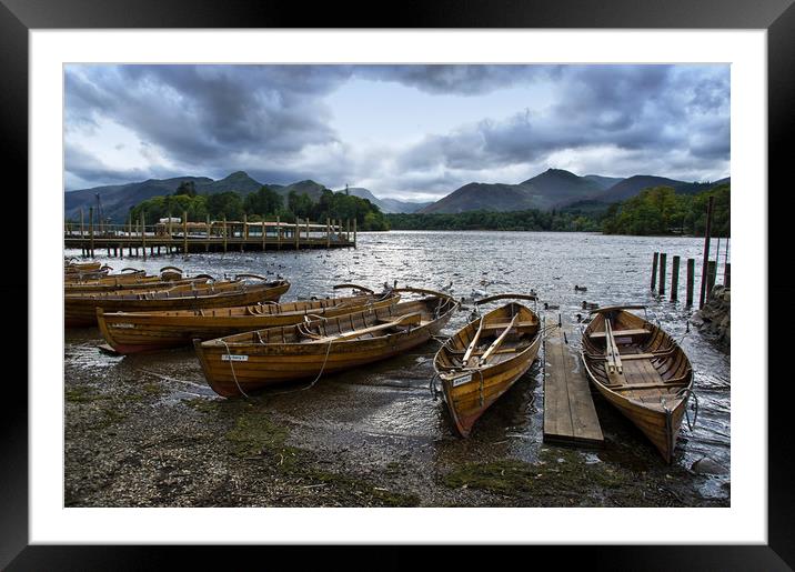 Derwentwater Boats at Lakeside Framed Mounted Print by Jacqi Elmslie