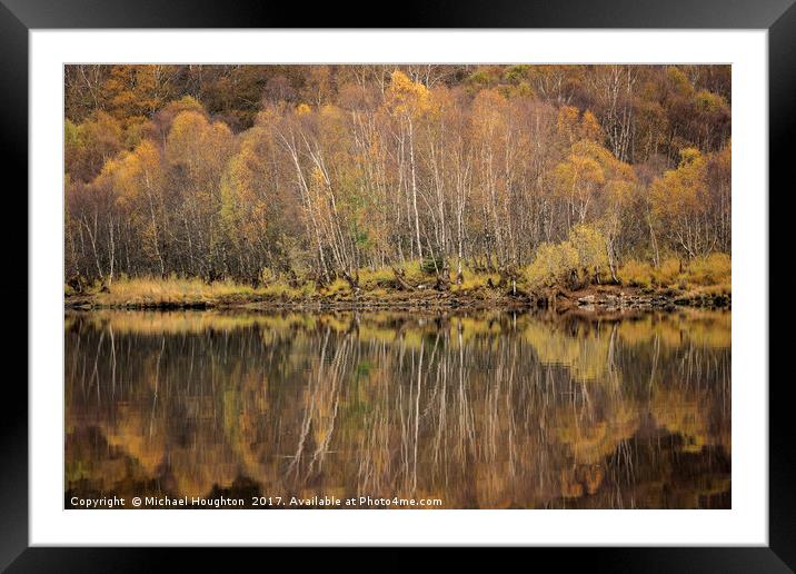 Autumn birch reflections Framed Mounted Print by Michael Houghton
