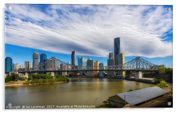 Brisbane city skyline with Story bridge Acrylic by Ian Leishman