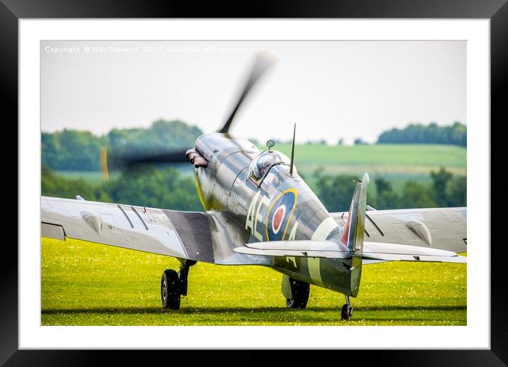 Spitfire Taxis out Framed Mounted Print by Max Stevens