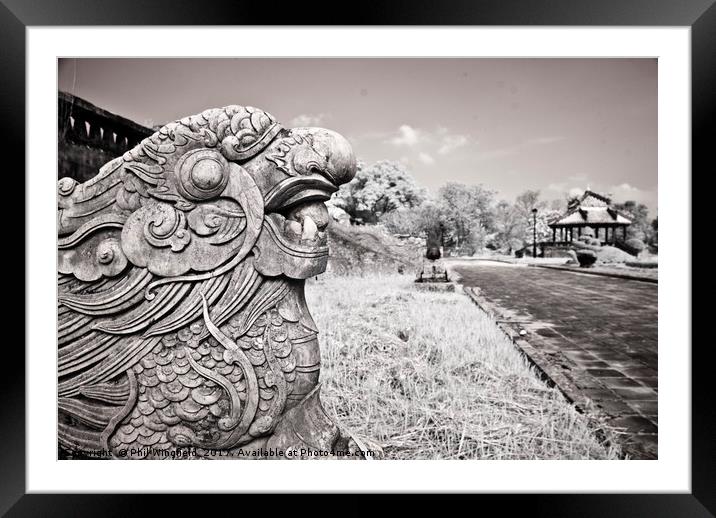 Statue in the Ancient Citadel of Hue Framed Mounted Print by Phil Wingfield