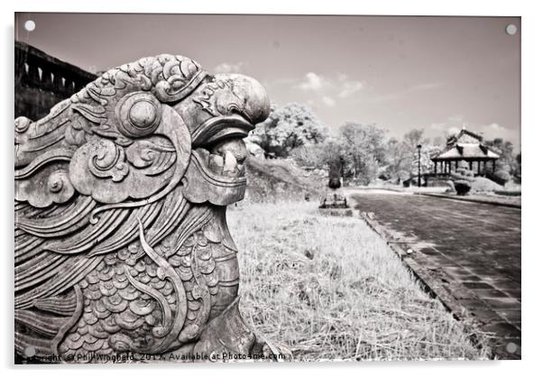 Statue in the Ancient Citadel of Hue Acrylic by Phil Wingfield