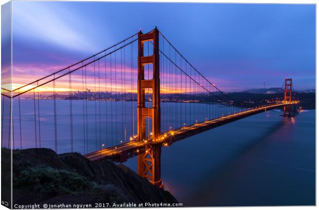 Dawn Over Golden Gate Canvas Print by jonathan nguyen